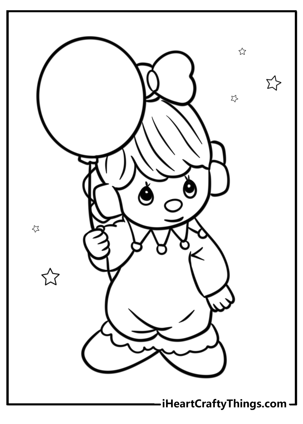 Precious moments child with a balloon easy coloring sheet