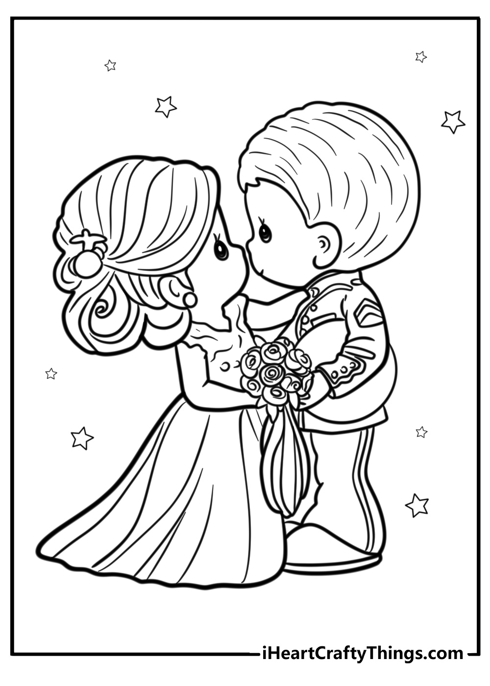 Precious moments wedding couple easy printable coloring sheet