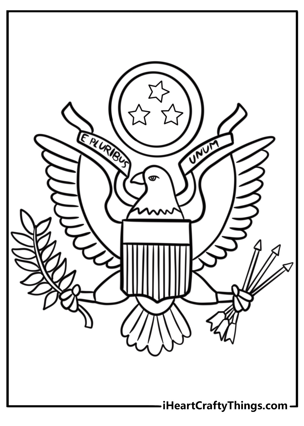 Presidential seal with eagle and olive branch free coloring page