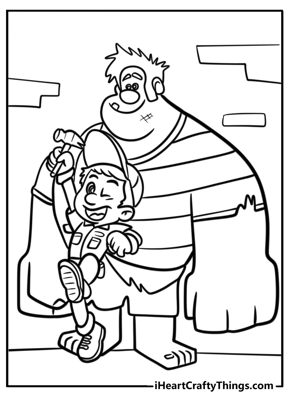 Ralph and felix working together detailed coloring sheet