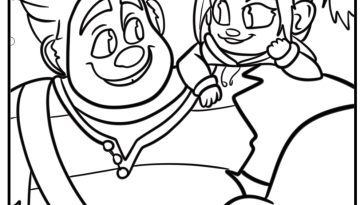 Ralph and Vanellope together free coloring page pdf