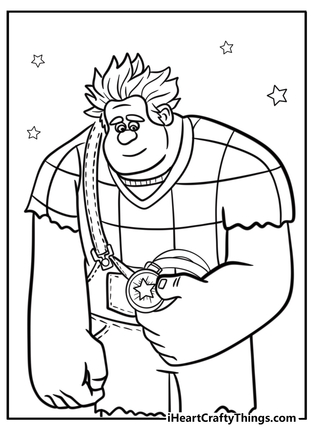 Ralph holding a golden medal fun coloring sheet