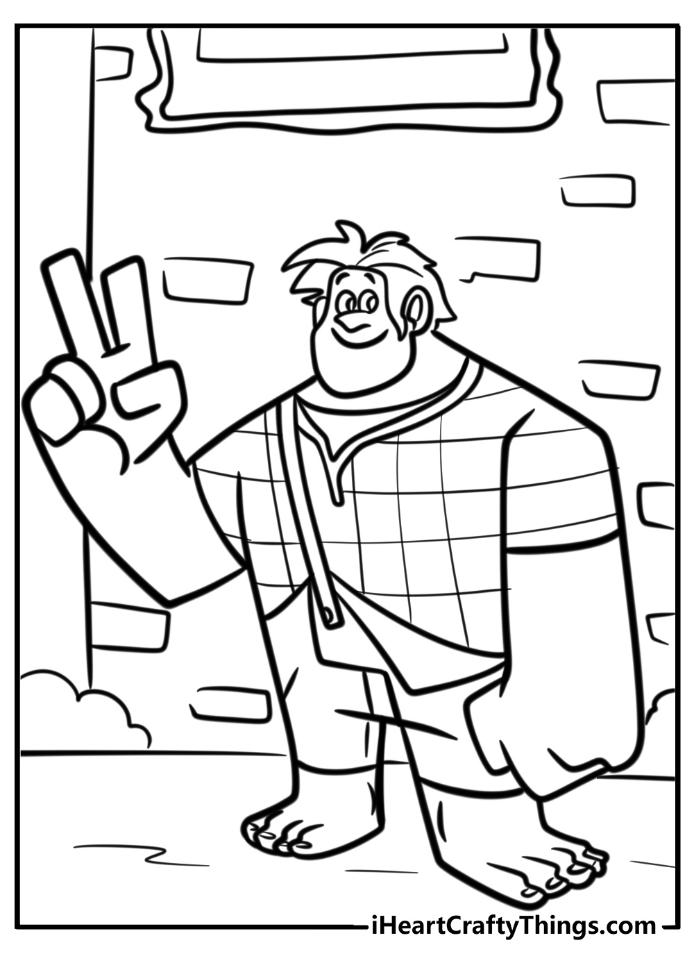 Ralph standing in front of a building coloring page for kids