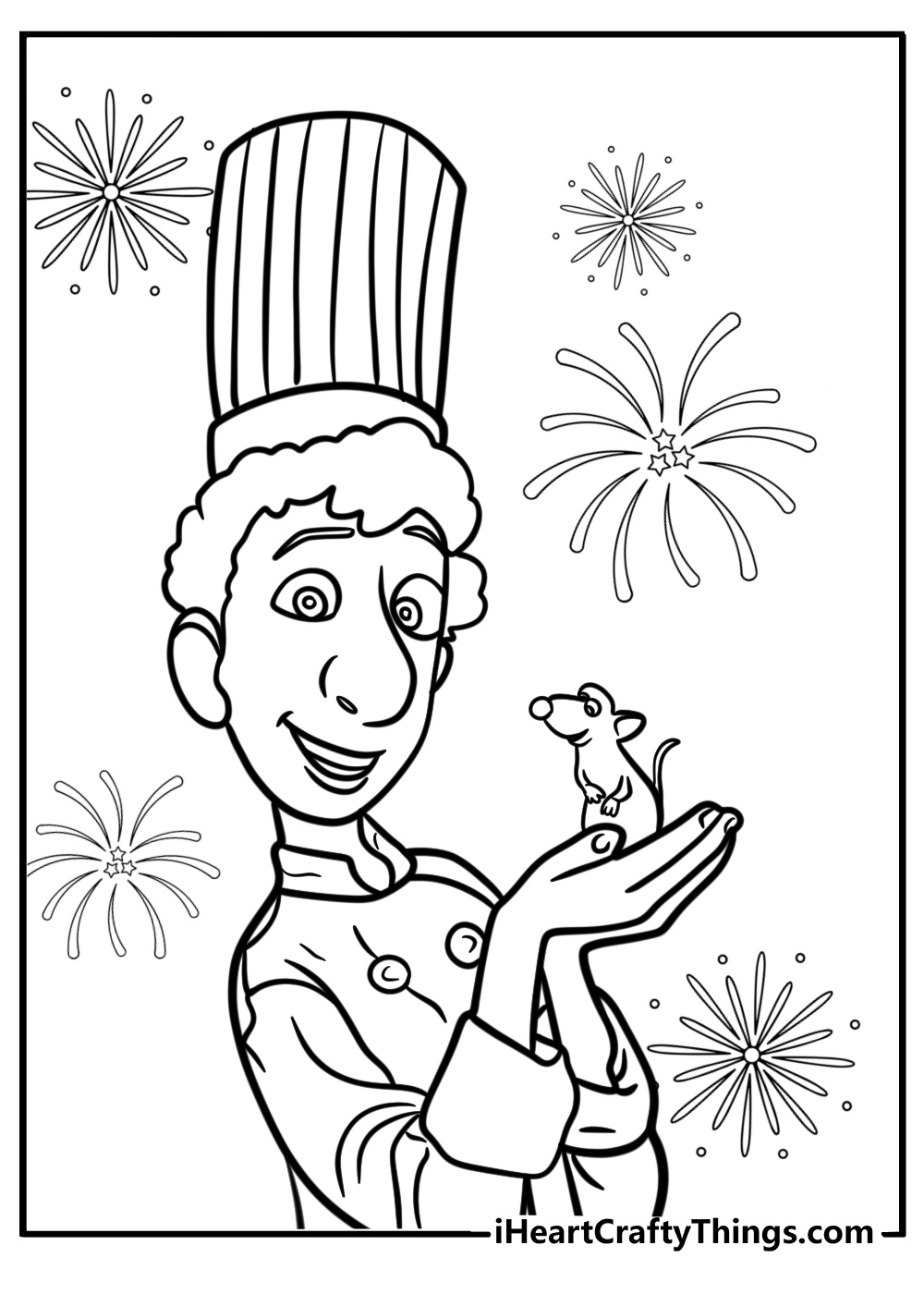 Remy and linguini celebrating together free coloring page pdf