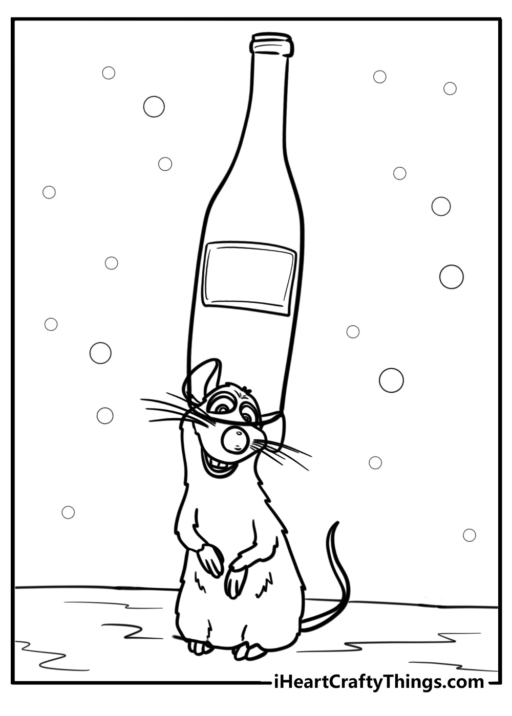 Remy balancing on a wine bottle detailed ratatouille coloring sheet