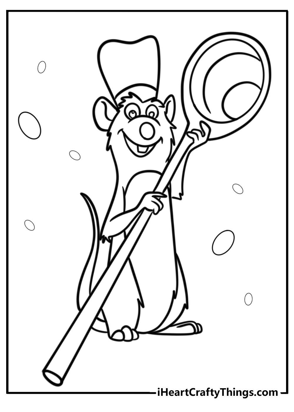 Remy the rat holding a spoon coloring page for kids