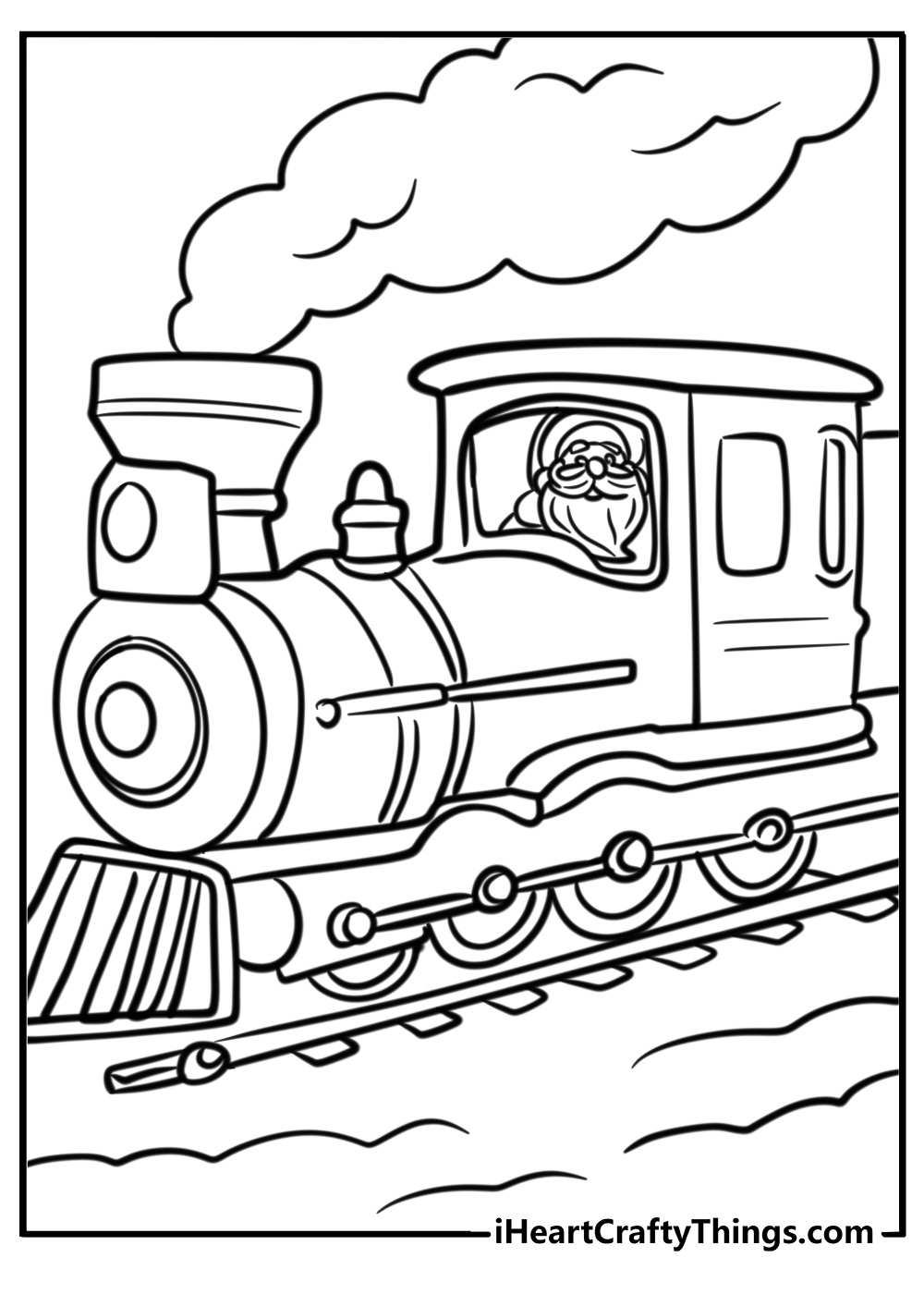 Santa Claus on the Polar Express fun printable coloring sheet