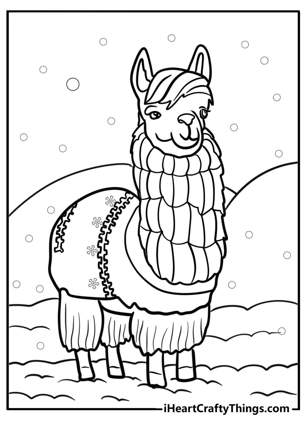 Silly llama with a festive blanket free pdf coloring fun