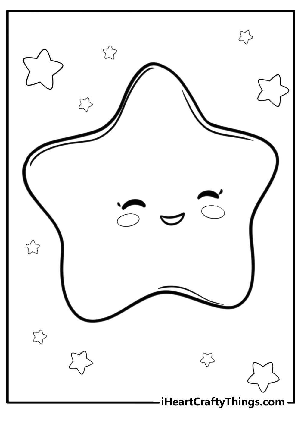 Smiling star with rosy cheeks free detailed coloring page