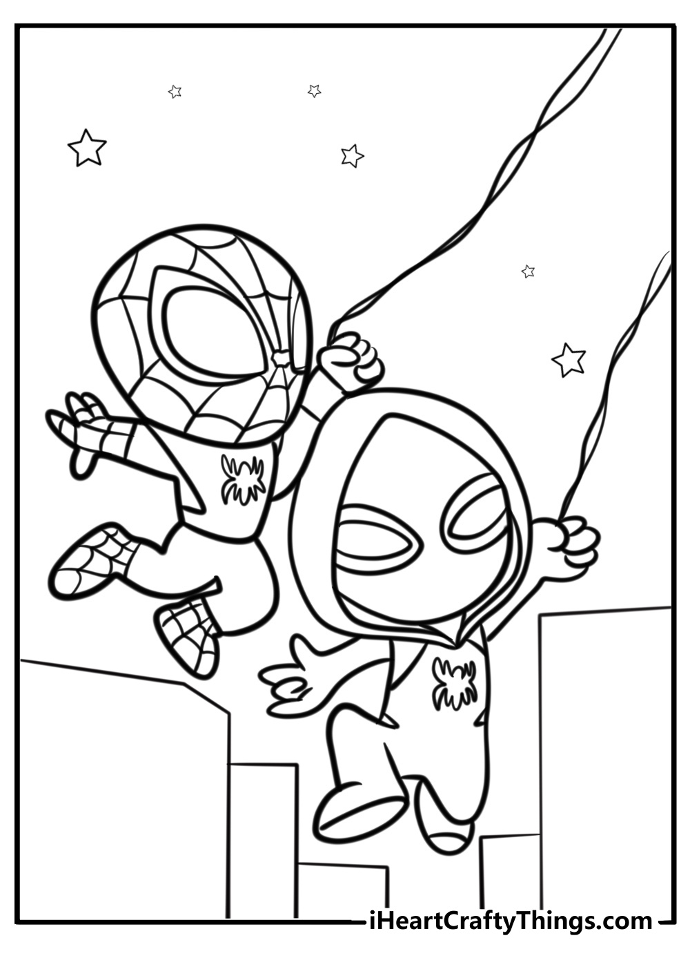 Spidey and ghost spider together coloring sheet