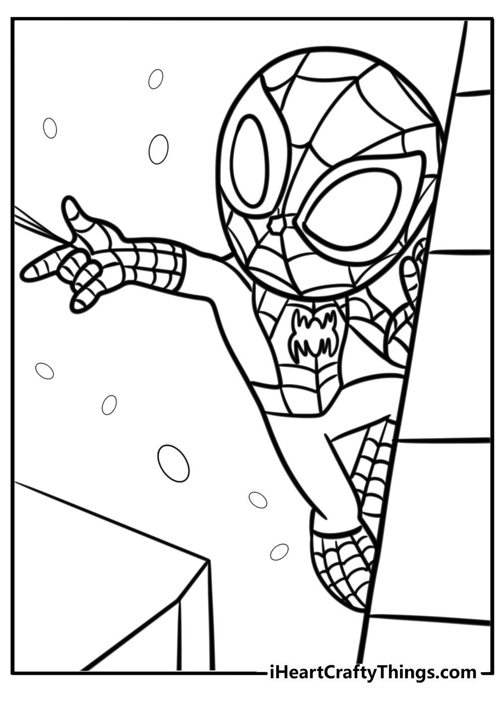 Spidey climbing a wall free coloring page pdf