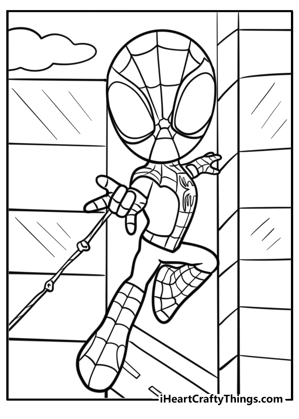 Spidey shooting webs free coloring page pdf