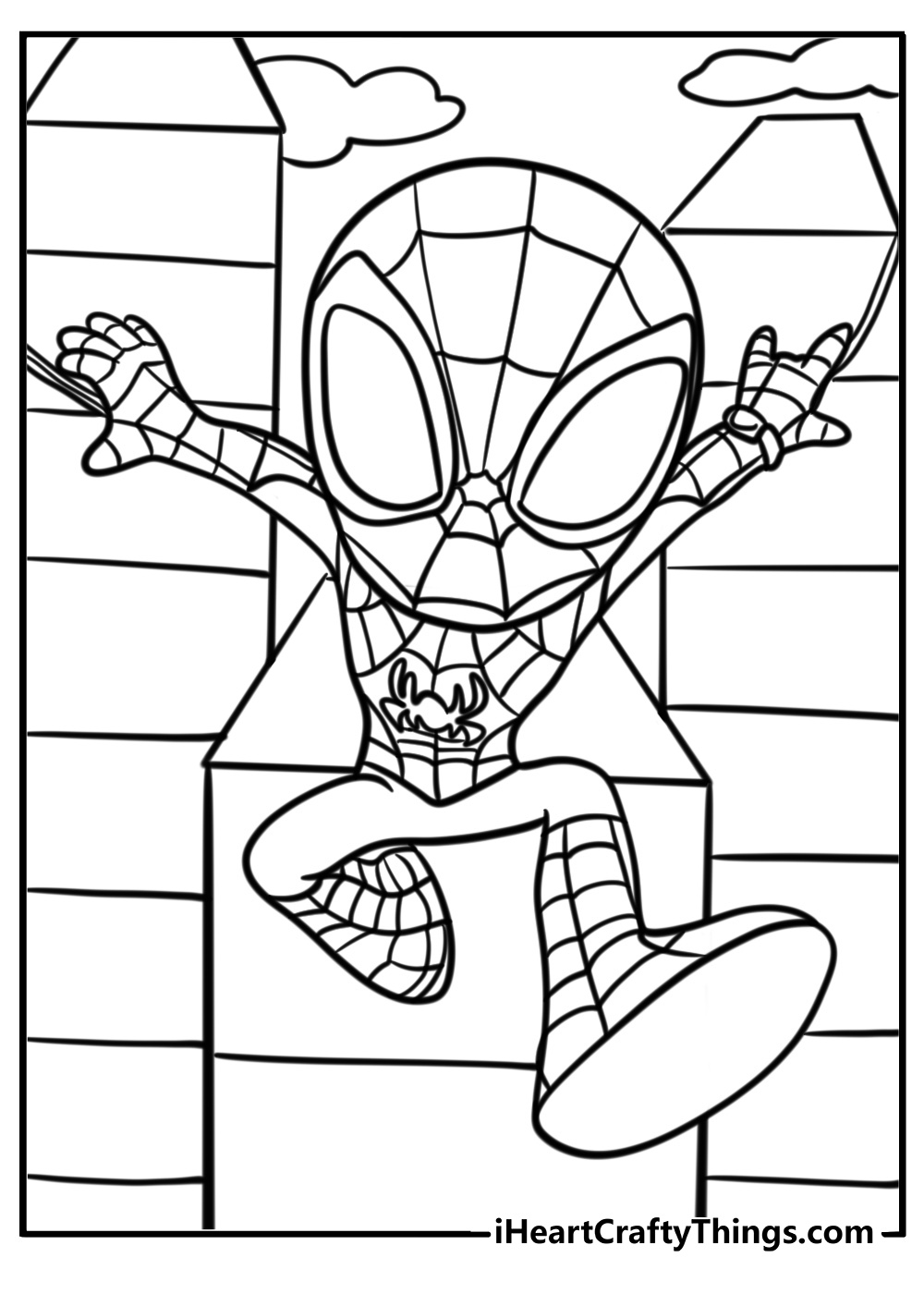 Spidey with his spider logo free printable coloring page