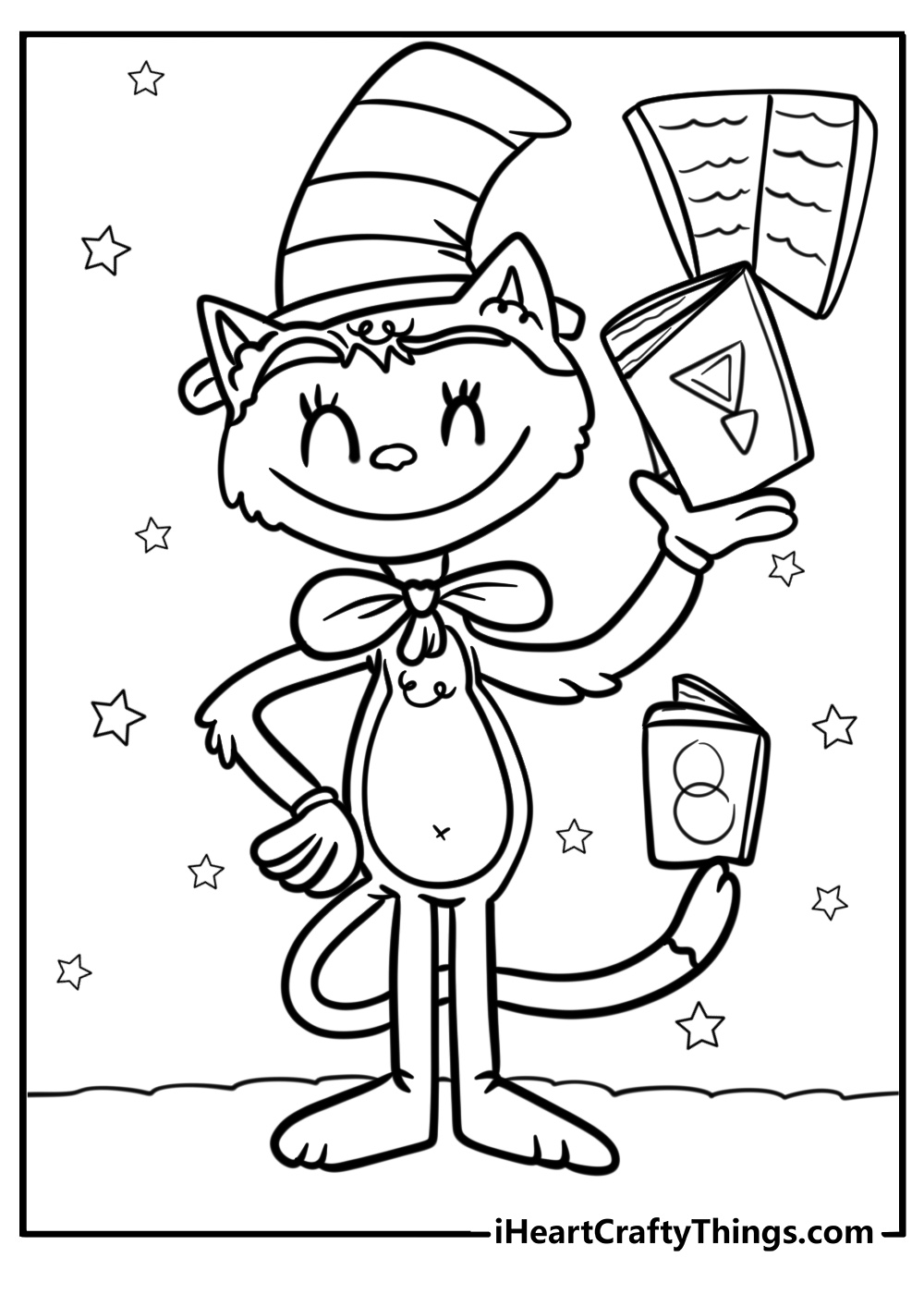 The cat in the hat balancing books free printable dr seuss coloring sheet pdf