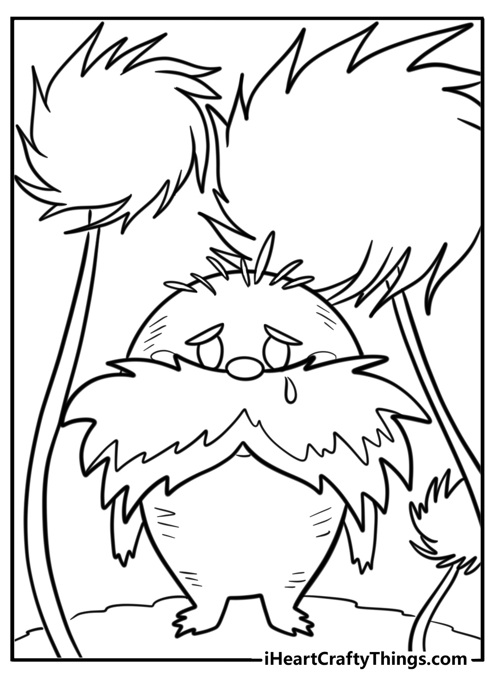 The lorax among truffula tree free paf dr seuss coloring sheet to print