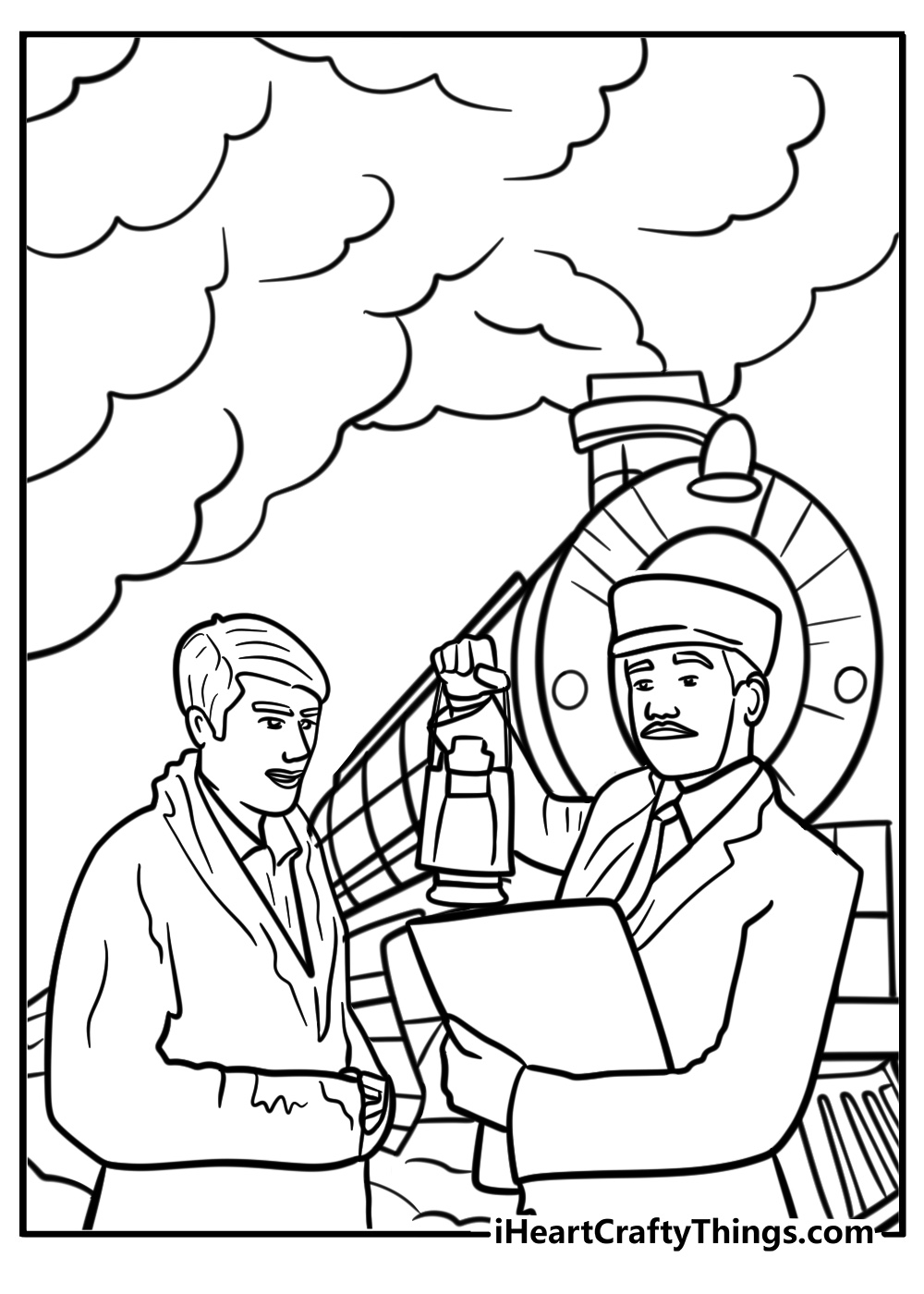 The polar express conductor welcoming passengers coloring page