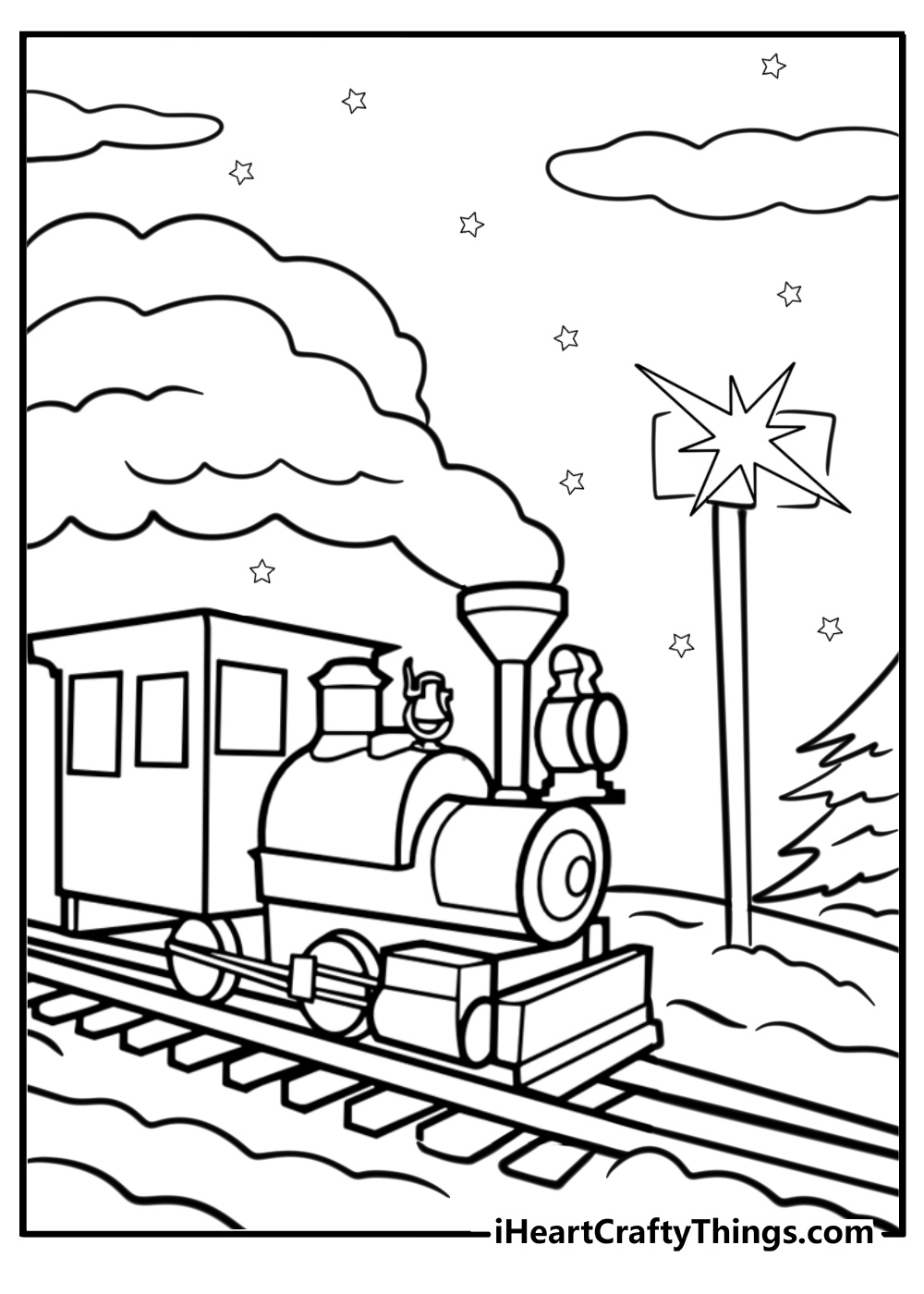 The polar express stopping at a bright station free coloring page pdf