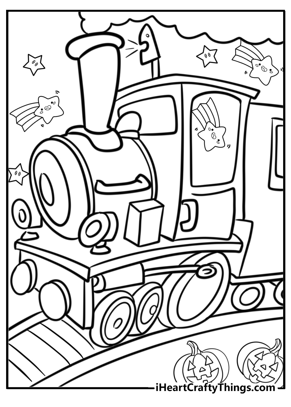 The polar express train at a magical stop detailed coloring sheet