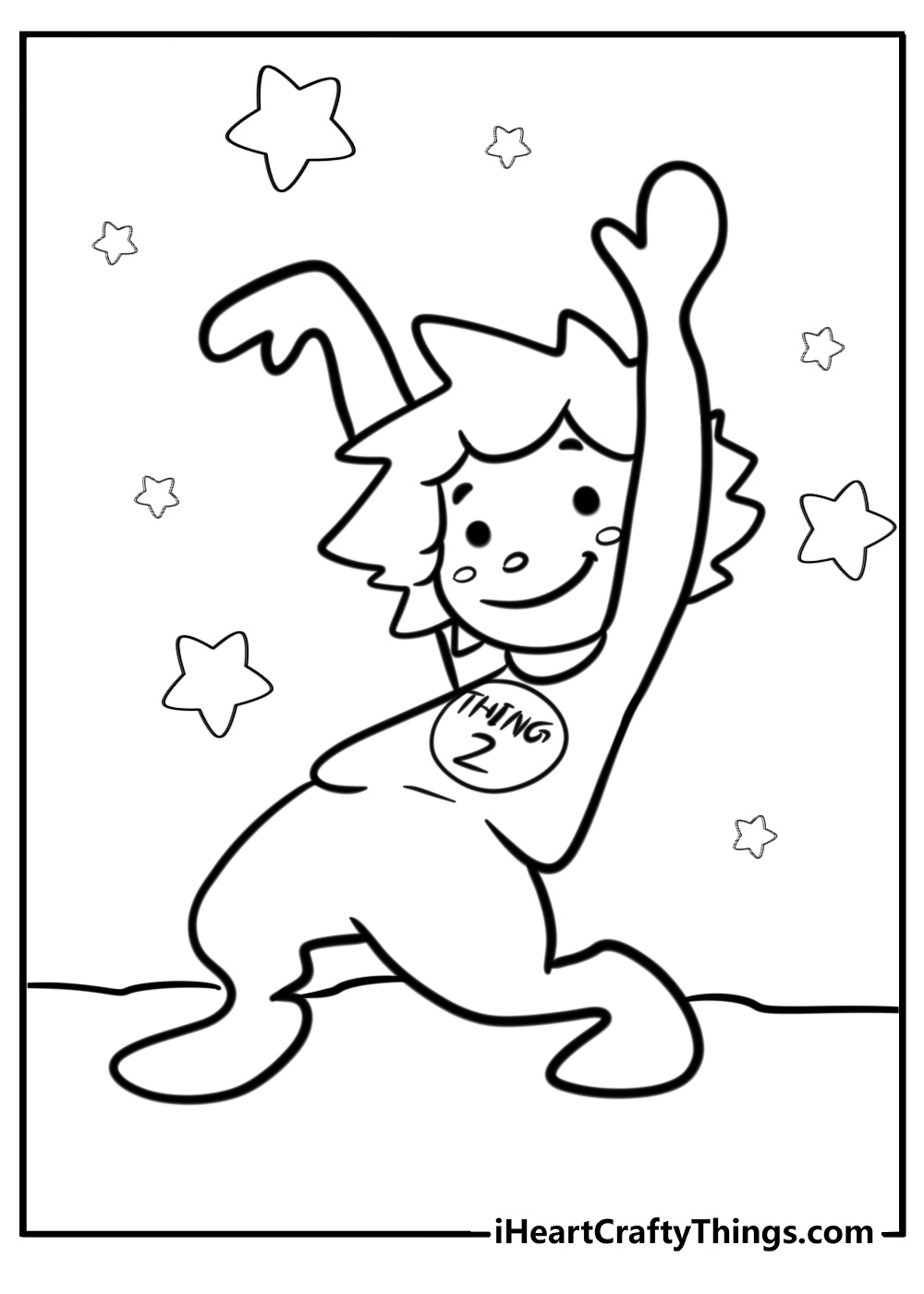 Thing 2 leaping with excitement detailed dr seuss coloring page to download