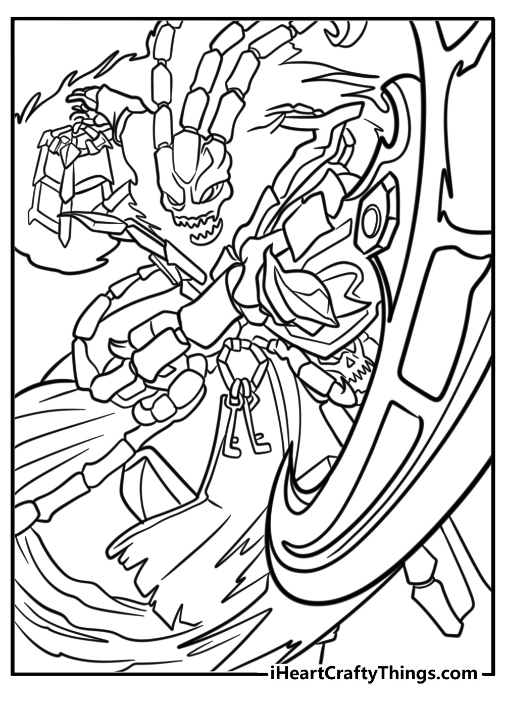 Thresh spinning his chain in a fun lol coloring sheet for beginners