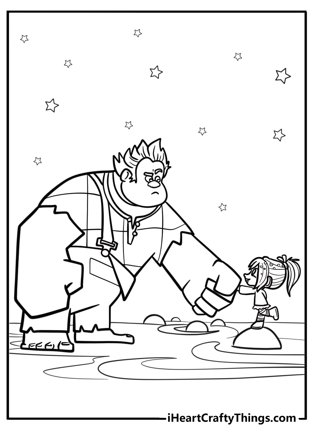 Vanellope and ralph high fiving detailed coloring sheet