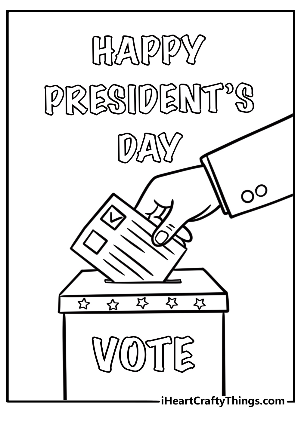 Voting ballot box for presidents day detailed coloring sheet