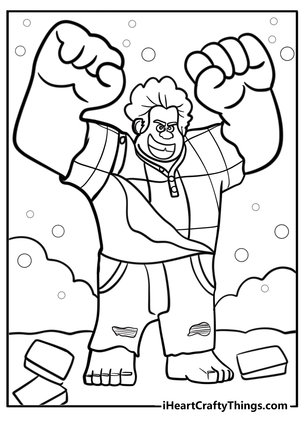 Wreck it ralph with his fists raised coloring page