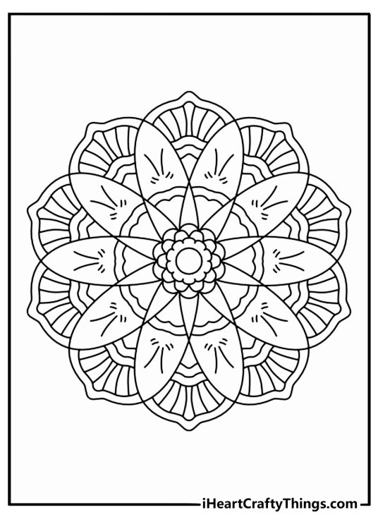 Anemone ring mandala dotted centers relaxing coloring page download