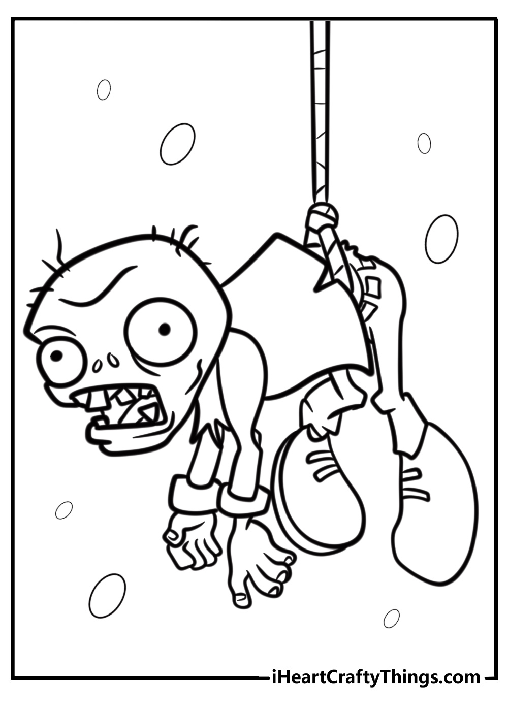 bungee zombie dropping from above free coloring page