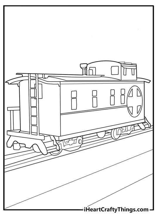 Caboose car at the end of the train simple coloring page for kids
