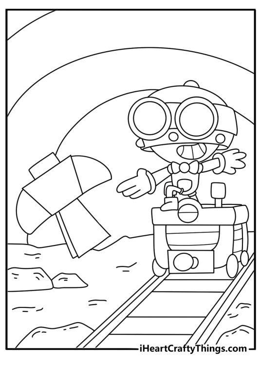 Carl throws his pickaxe in this action coloring sheet
