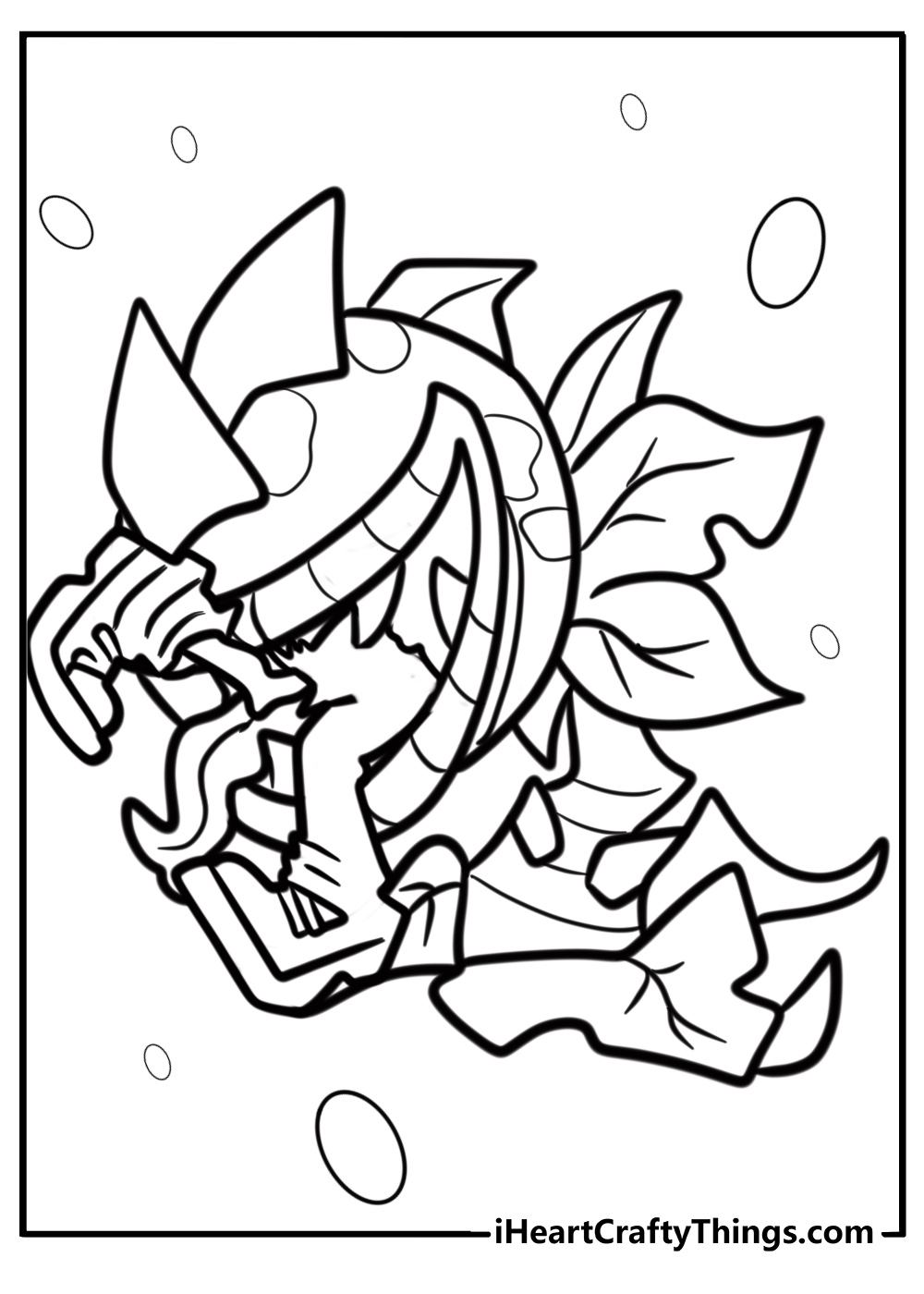 Chomper plant eating a zombie detailed coloring sheet