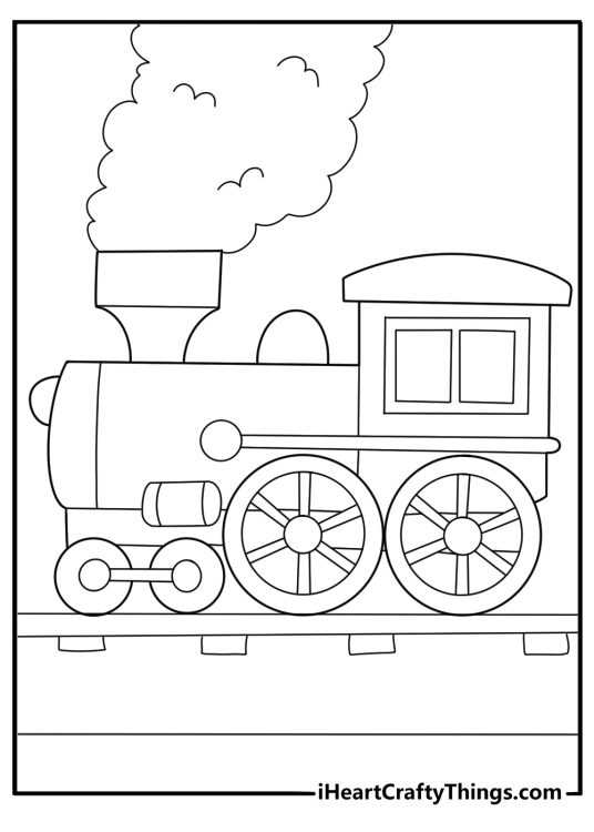 Color by number train engine simple coloring page pdf
