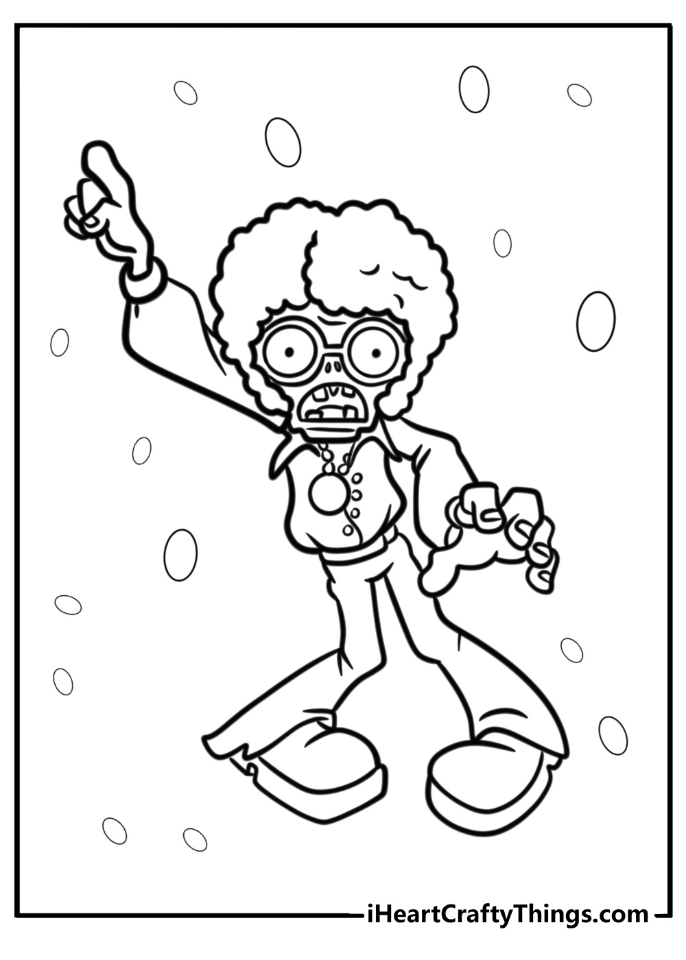 dancing zombie with disco moves fun coloring sheet