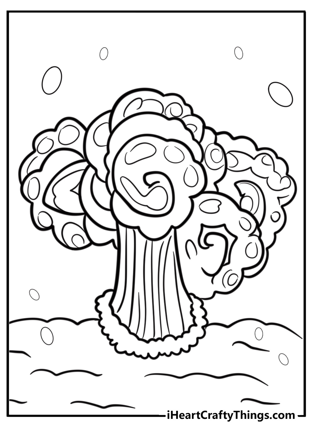 Doom shroom creating a massive explosion detailed coloring sheet