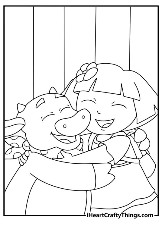 Dora visits Benny inside a small barn in this easy printable