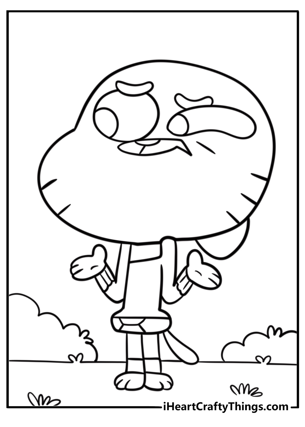 Gumball looking confused fun coloring sheet for kids