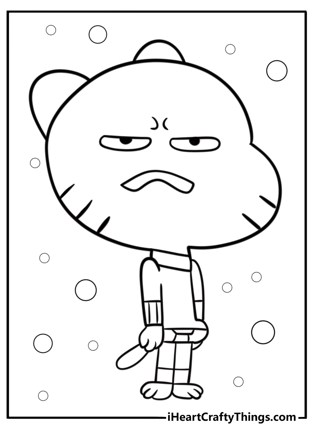 Gumball making a funny face coloring page