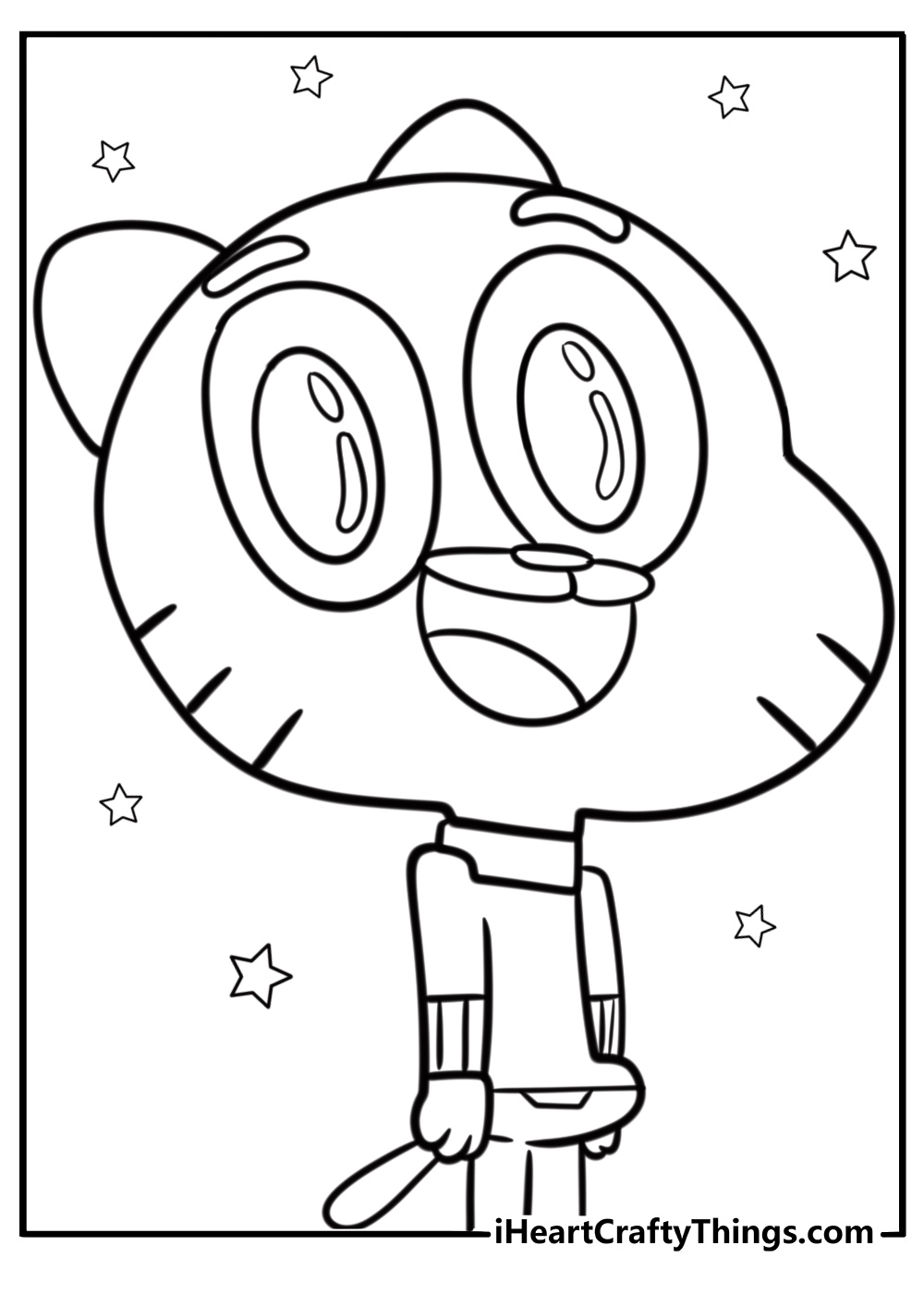 Gumball with an excited expression fun printable coloring sheet