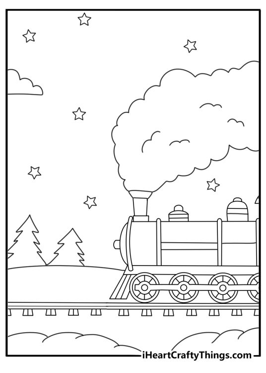 Heritage railway picnic coach open air ride free download coloring page pdf