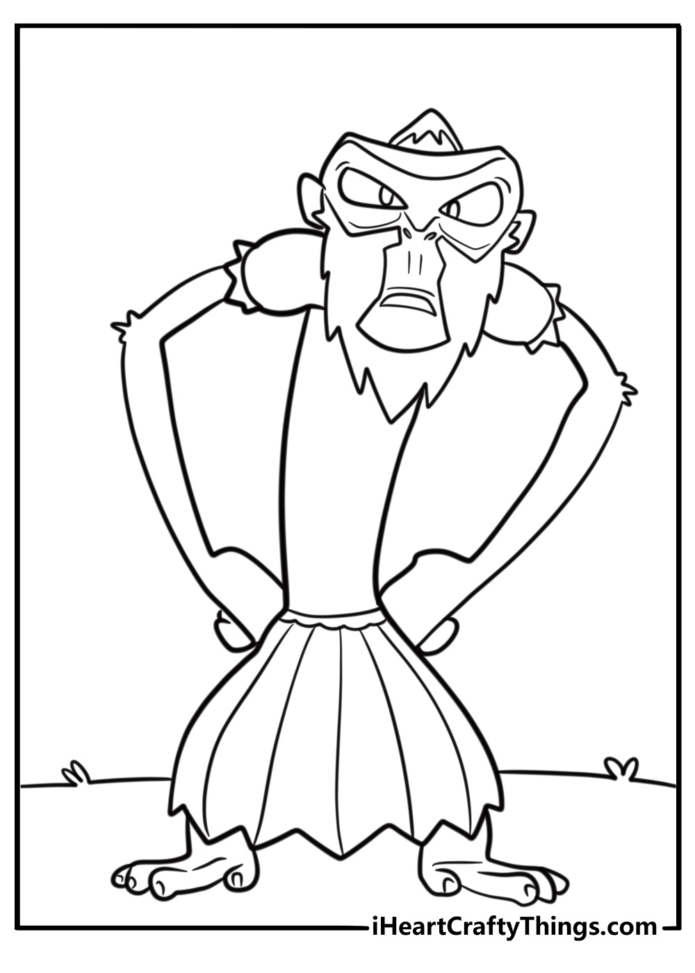 Miss Simian looking angry free coloring page pdf