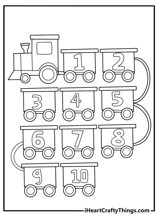 Number counting train with cars one to ten fun printable for kids