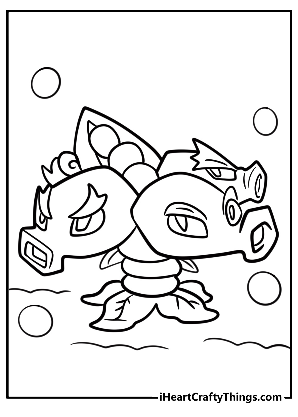 Peashooter attacking zombies coloring page for kids