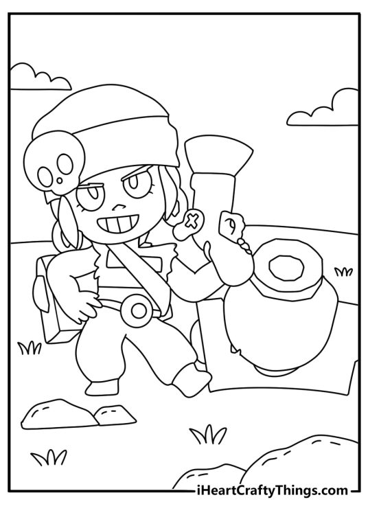 Penny stands beside her cannon in a simple Brawl Stars printable