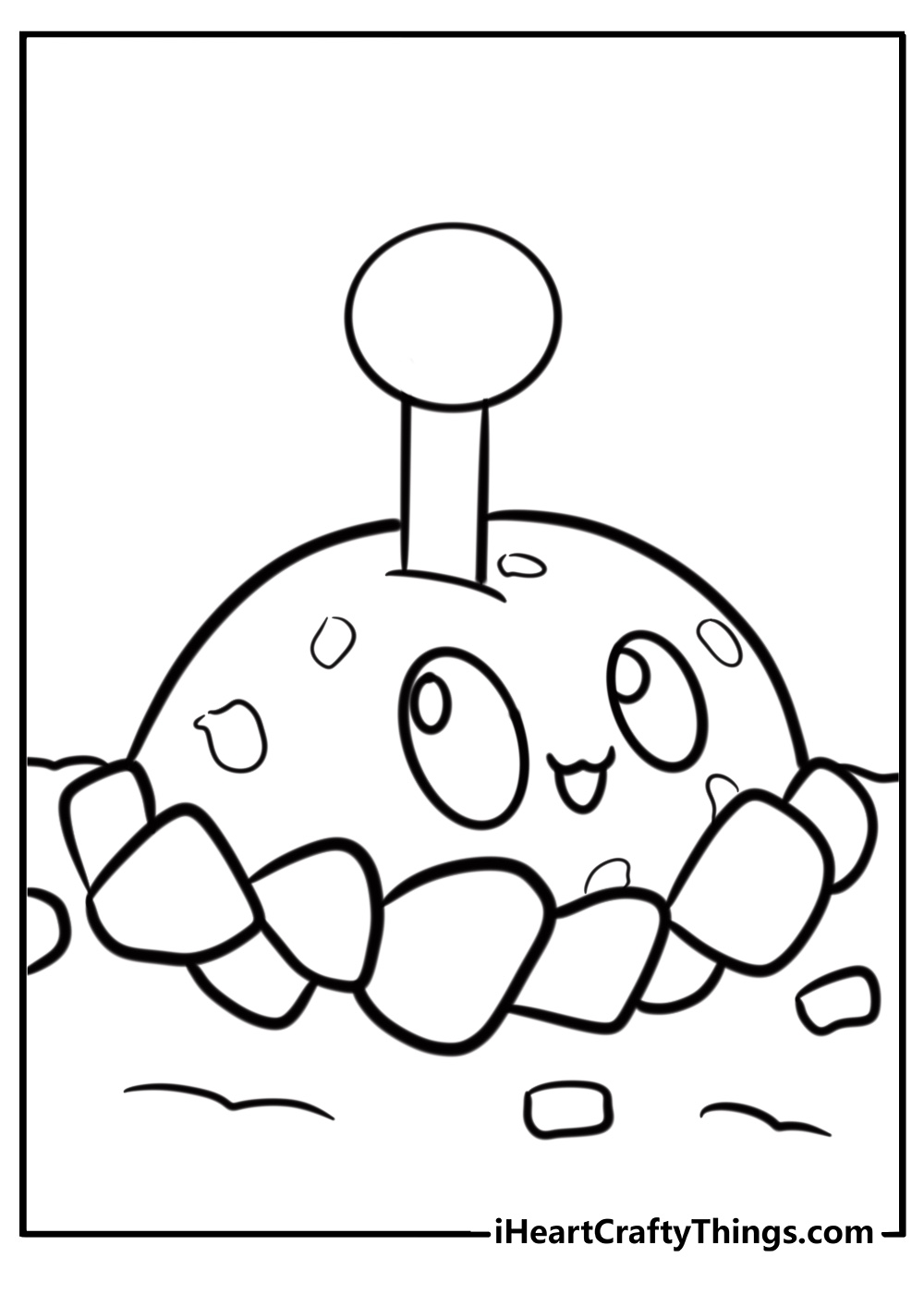 Potato Mine waiting to explode printable coloring page