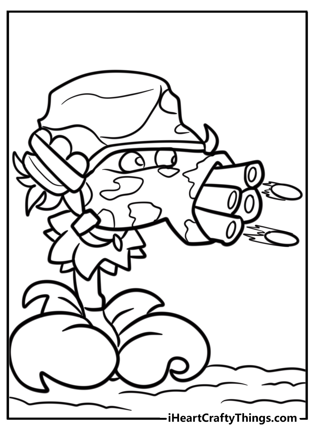 Repeater shooting two peas at a time fun coloring sheet