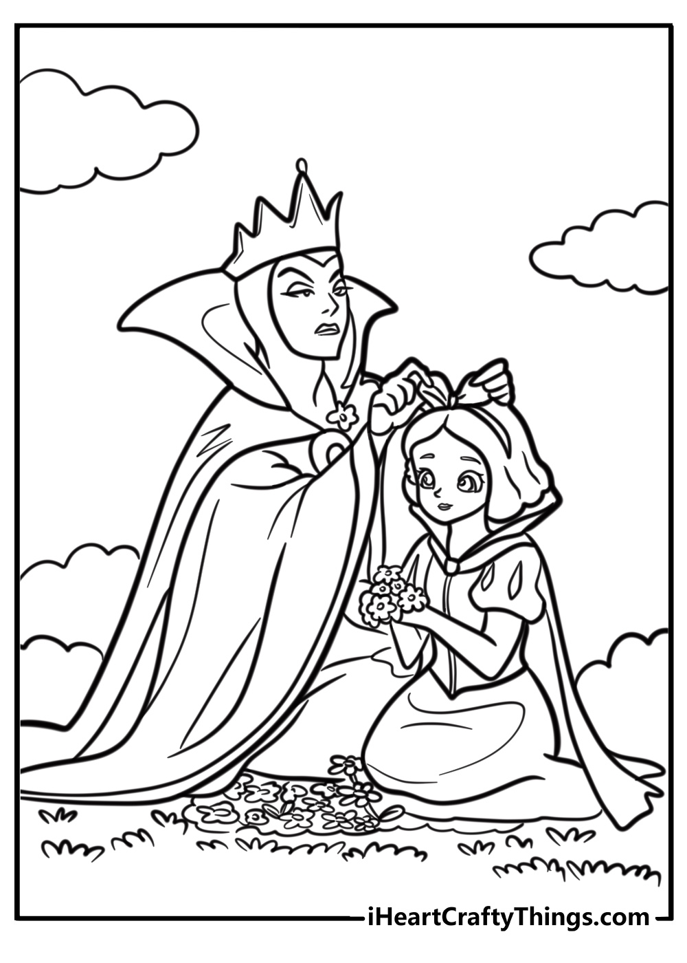 Snow White and the evil queen coloring page