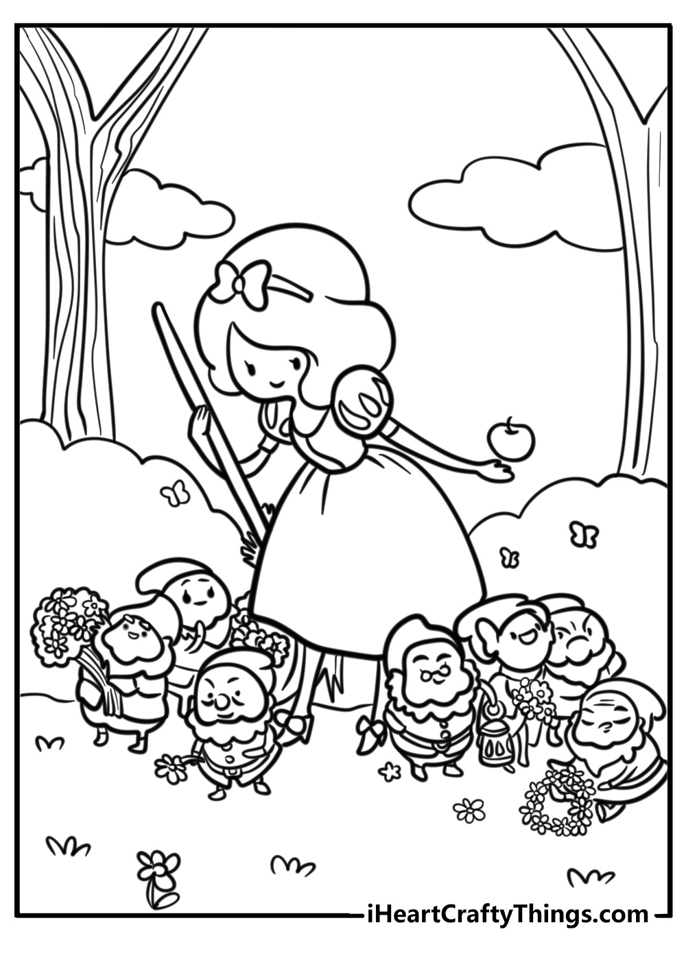 Snow White and the seven dwarfs free coloring page