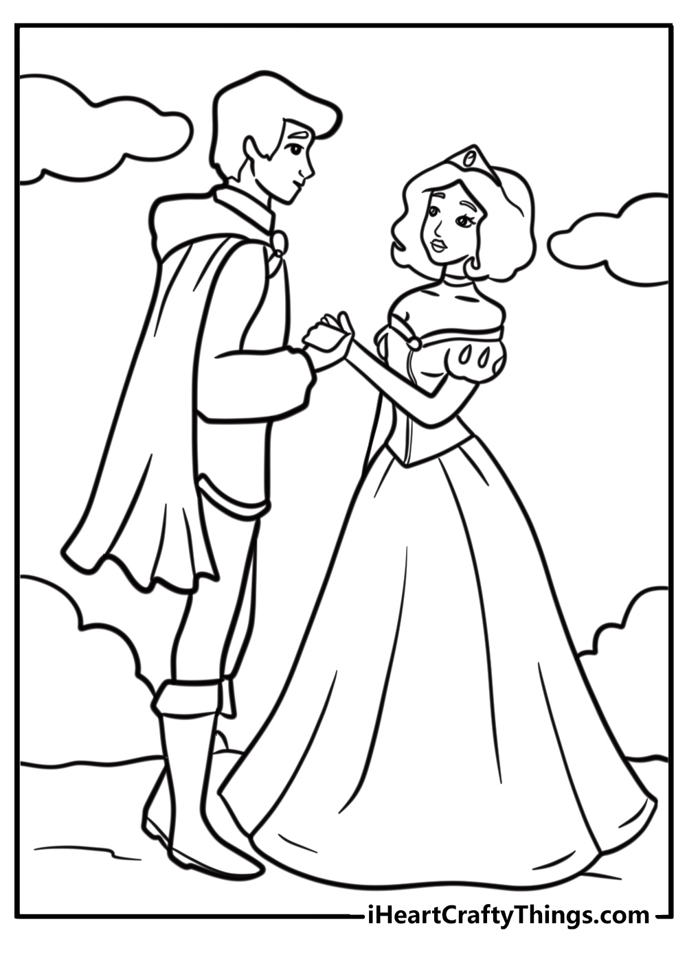 Snow White meeting the prince detailed coloring sheet