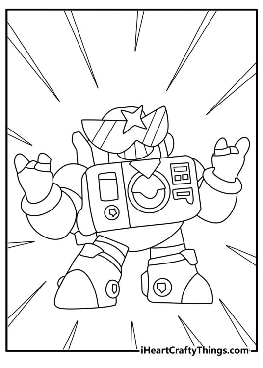 Surge powers up his armor in a Brawl Stars coloring page
